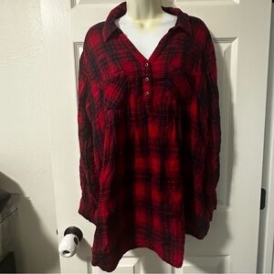 Motherhood maternity red flannel button up top size XL